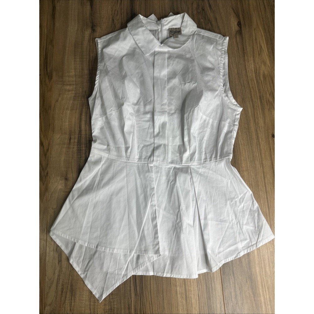 Como Vintage Women's Short Sleeve Blouse‎ Collard White Dressy